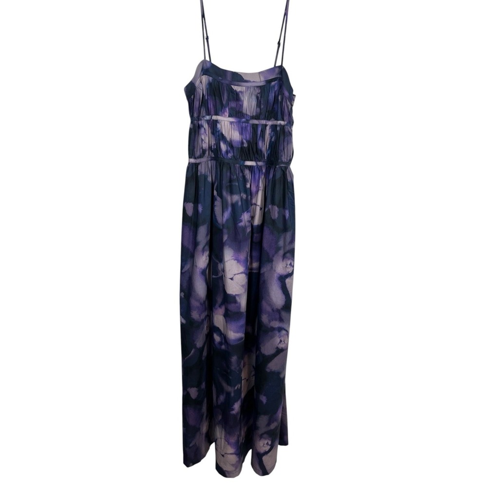 NWT RICHER POORER Sz S Maxi Dress Dakota Tiered Purple Ghost Floral Dark Moody